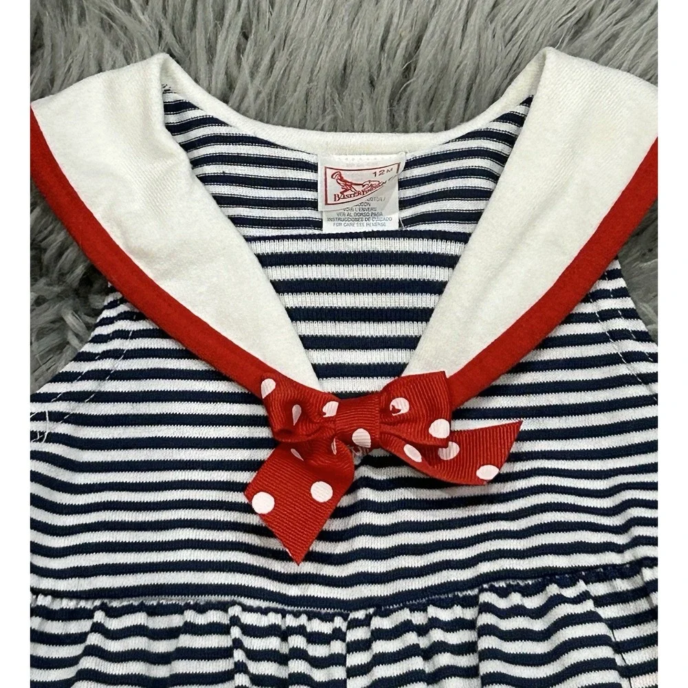Vintage Buster Brown Patriotic Sailor Style Red-White-Blue Romper Size‎ 12 Month